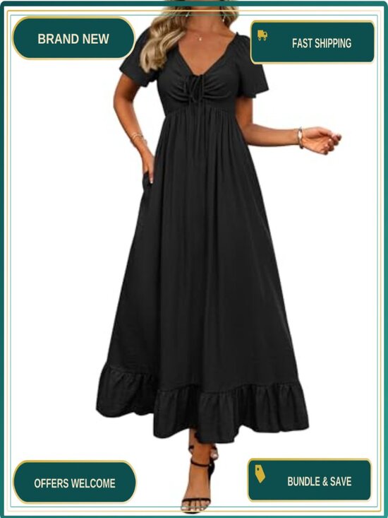 Dresses & Skirts - Elegant Flowy A-Line Maxi Dress for Women Wedding Guest